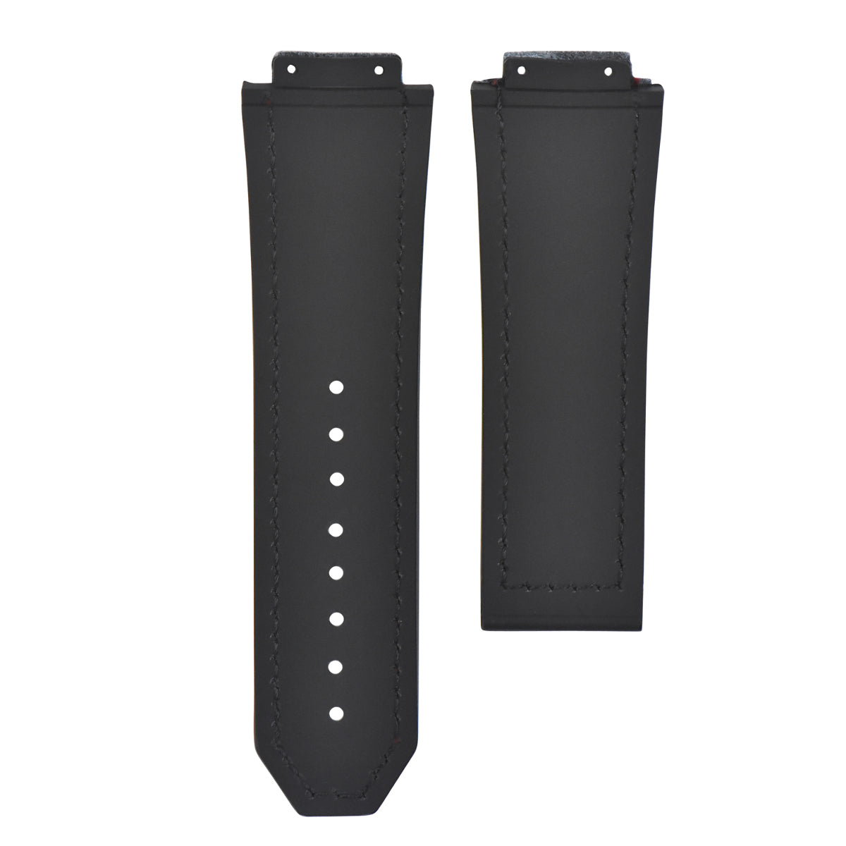 25MM 28MM LEATHER RUBBER STRAP FOR 44-45-48MM HUBLOT BIG BANG KING SCREW COMPLET, Black with White Stitching, view 4