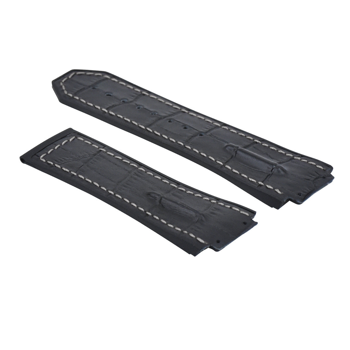 25MM 28MM LEATHER RUBBER STRAP FOR 44-45-48MM HUBLOT BIG BANG KING SCREW COMPLET, Black with Blue Stitching, view 7