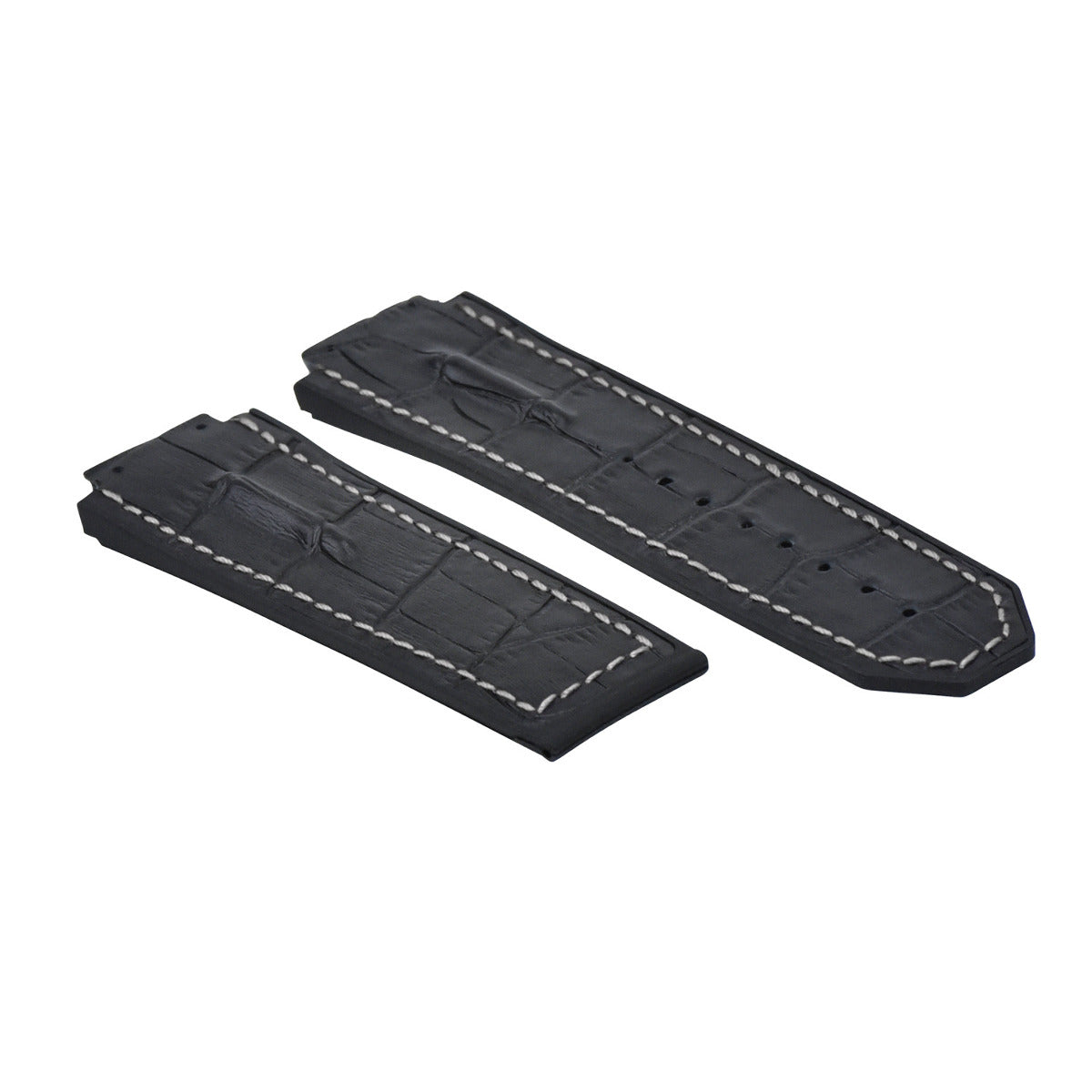 25MM 28MM LEATHER RUBBER STRAP FOR 44-45-48MM HUBLOT BIG BANG KING SCREW COMPLET, Black with Blue Stitching, view 8