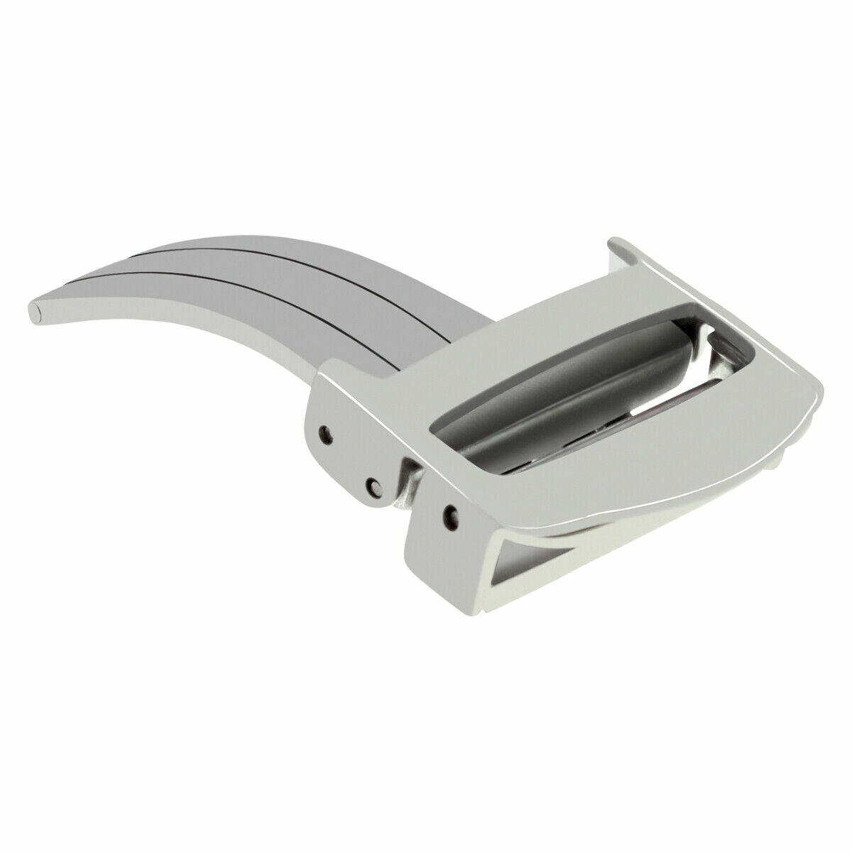16-18MM DEPLOYMENT BAND BUCKLE CLASP FOR FIT CARTIER PASHA LEATHER BAND STRAP, Silver - Brushed