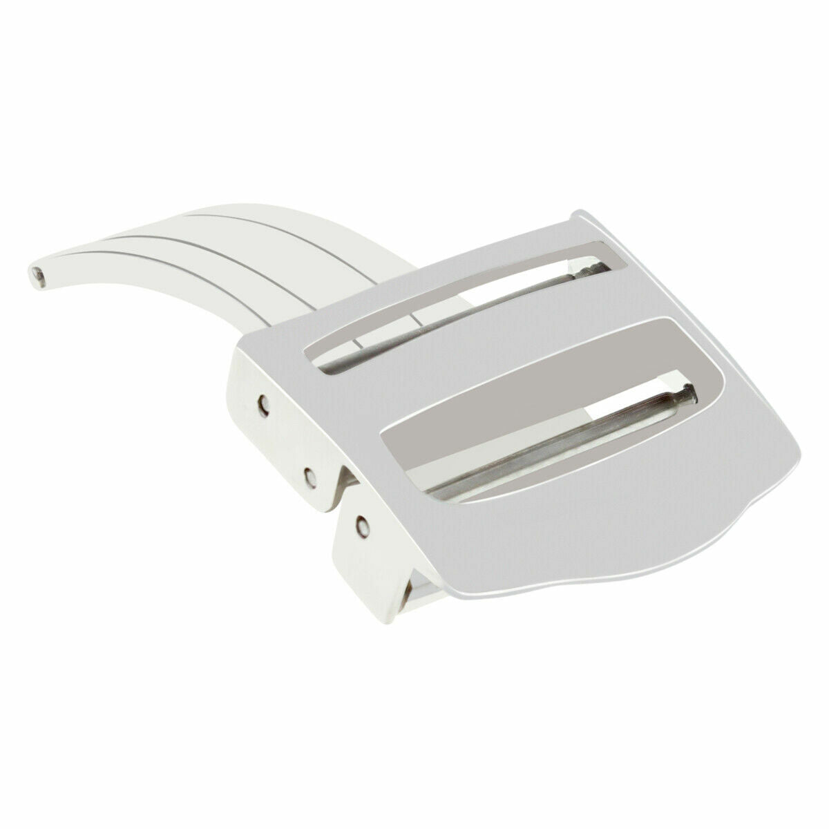 16-18MM DEPLOYMENT BAND BUCKLE CLASP FOR FIT CARTIER PASHA LEATHER BAND STRAP, Silver - Polished, underside view
