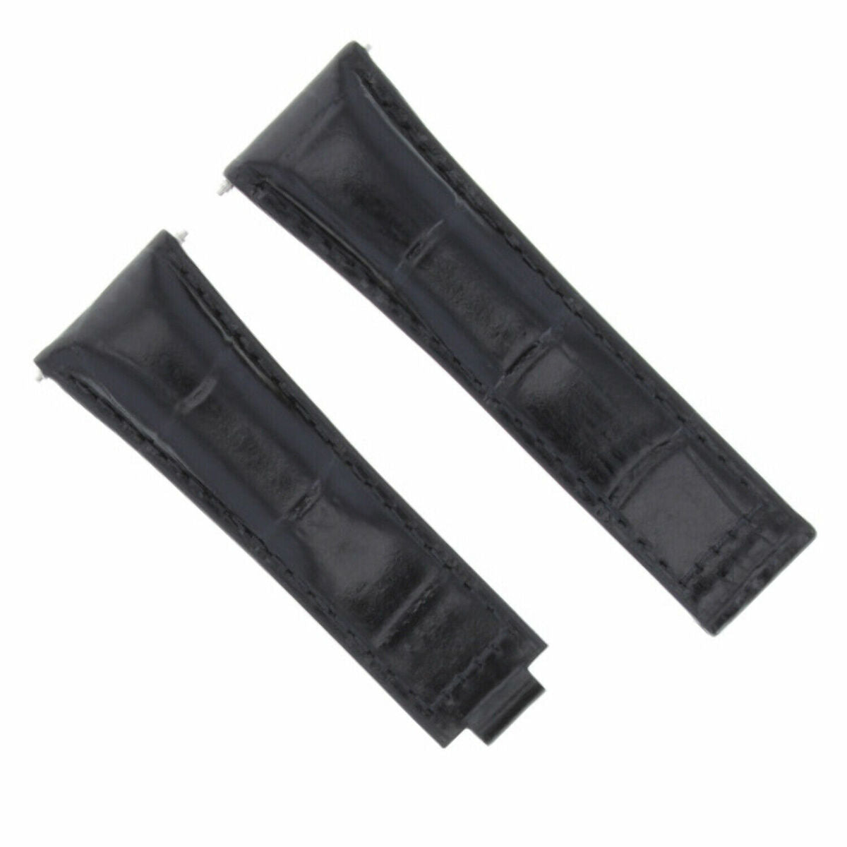 20MM LEATHER ALLIGATOR STRAP BAND CLASP FOR ROLEX DAYTONA 16520,116519 SHORT MEDIUM - Black