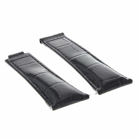 20MM LEATHER ALLIGATOR STRAP BAND CLASP FOR ROLEX DAYTONA 16520,116519 SHORT MEDIUM - Black