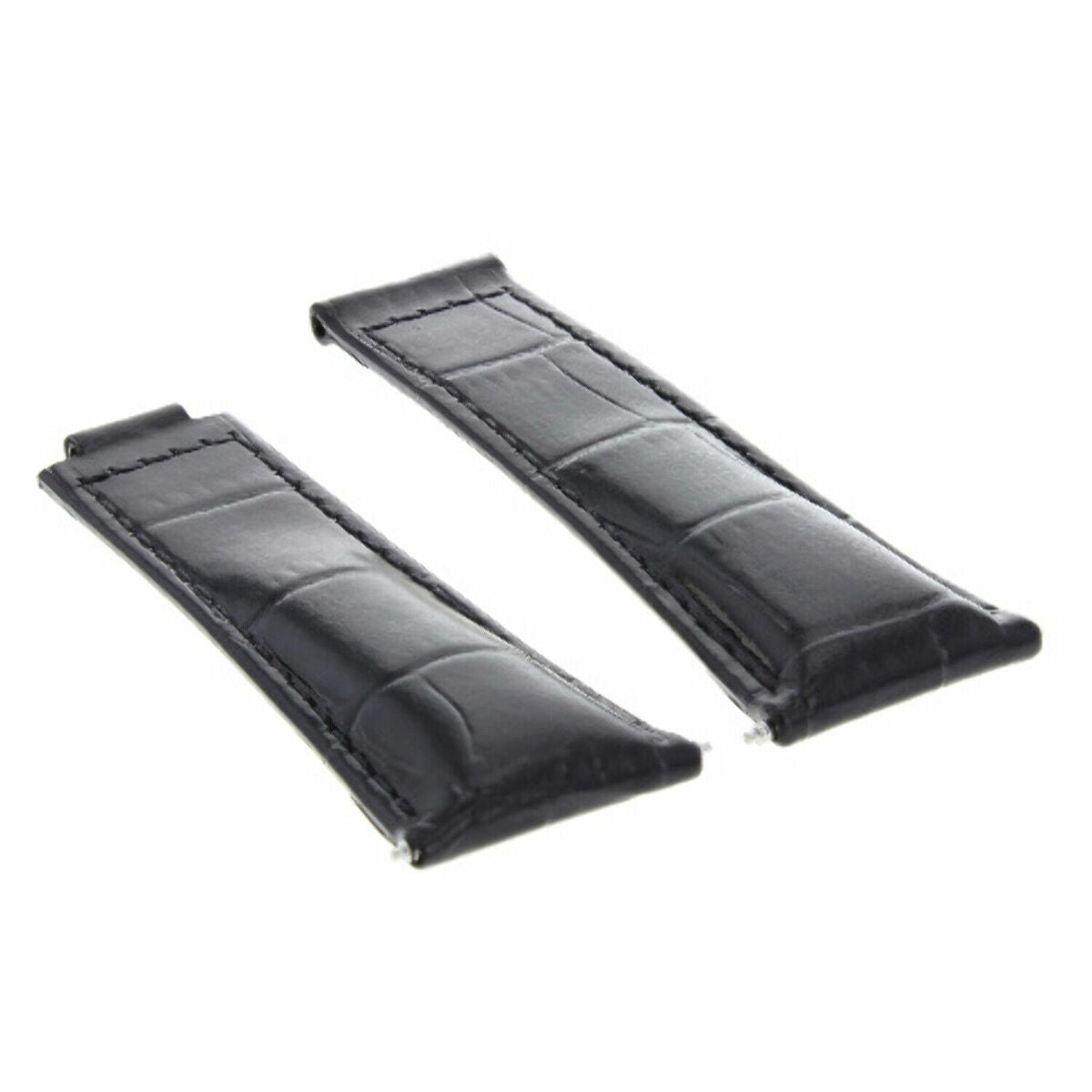 20MM LEATHER ALLIGATOR STRAP BAND CLASP FOR ROLEX DAYTONA 16520,116519 SHORT MEDIUM - Black