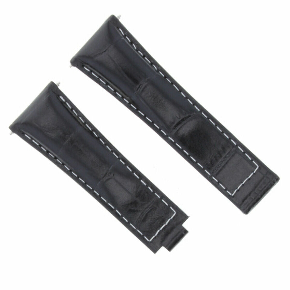20MM LEATHER ALLIGATOR STRAP BAND CLASP FOR ROLEX DAYTONA 16520,116519 SHORT MEDIUM - Black