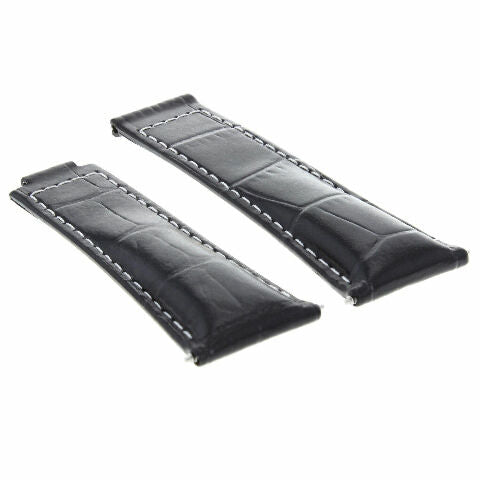 20MM LEATHER ALLIGATOR STRAP BAND CLASP FOR ROLEX DAYTONA 16520,116519 SHORT MEDIUM - Black