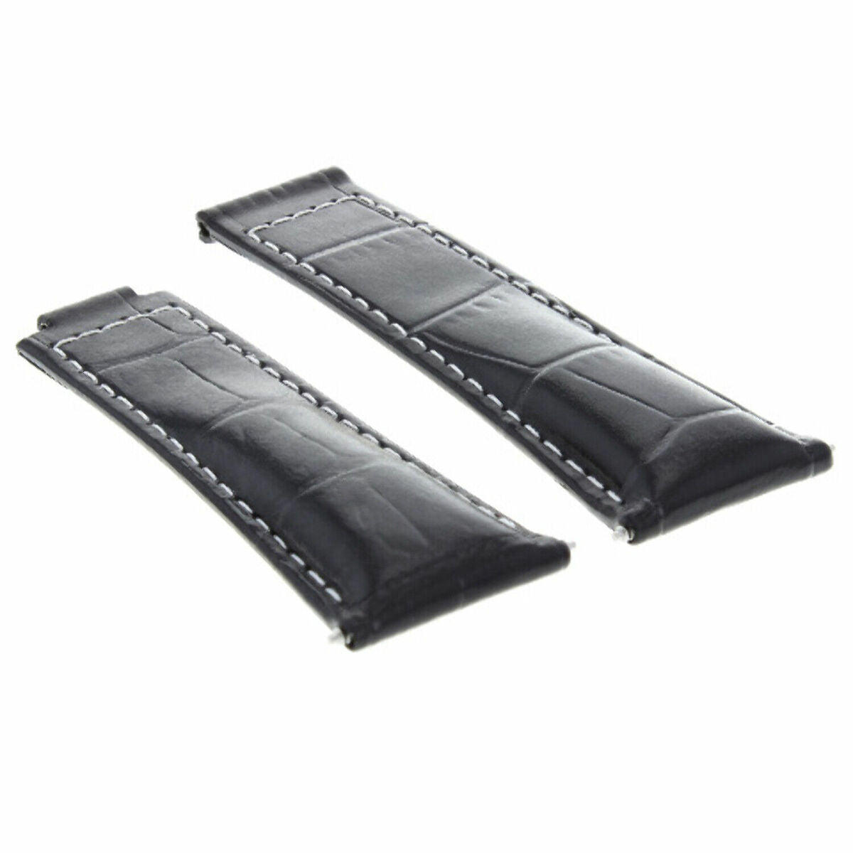 20MM LEATHER ALLIGATOR STRAP BAND CLASP FOR ROLEX DAYTONA 16520,116519 SHORT MEDIUM - Black