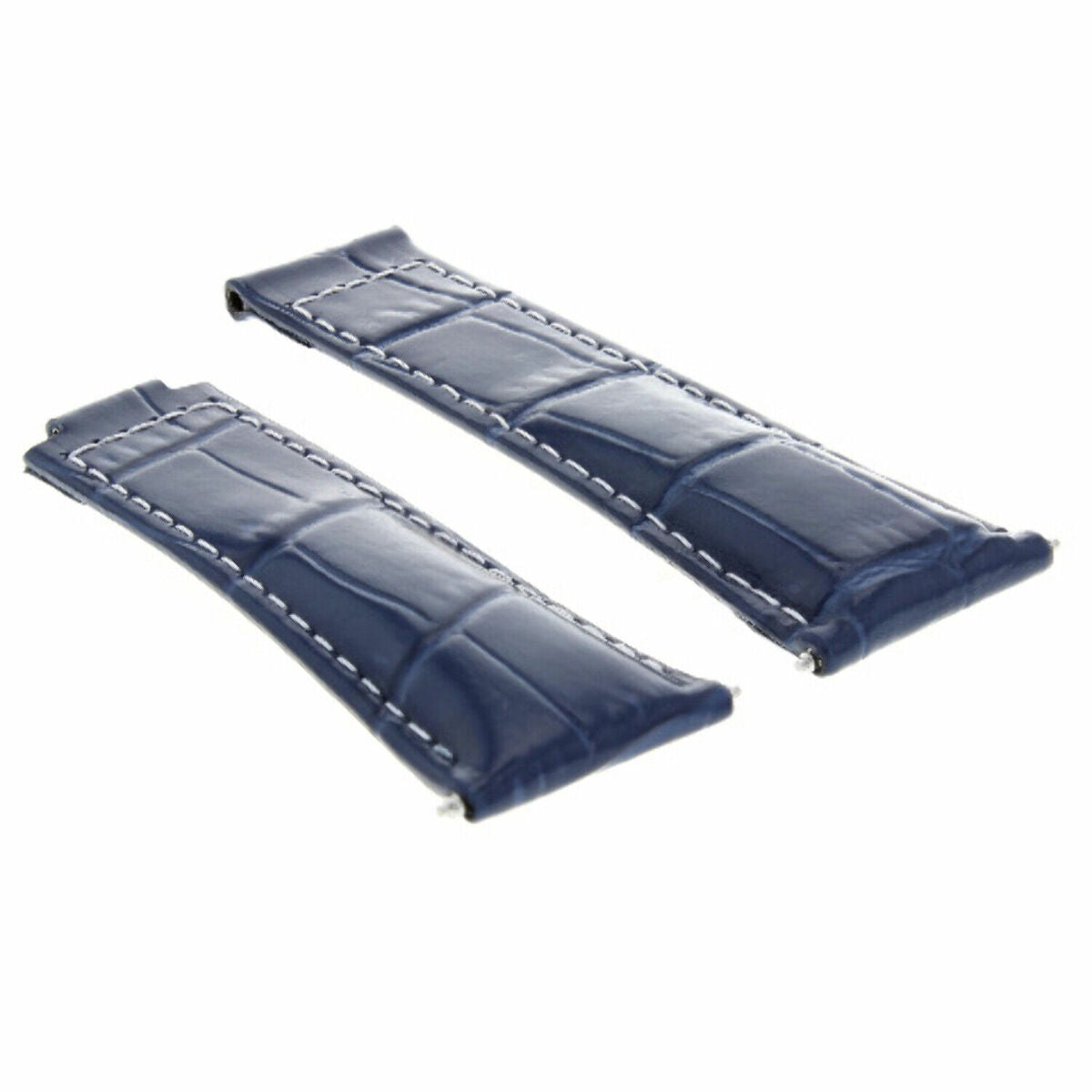 20MM LEATHER ALLIGATOR STRAP BAND CLASP FOR ROLEX DAYTONA 16520,116519 SHORT MEDIUM - Silver - Polished Center