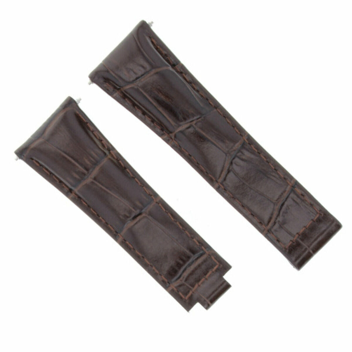 20MM LEATHER ALLIGATOR STRAP BAND CLASP FOR ROLEX DAYTONA 16520,116519 SHORT MEDIUM - Silver Brushed