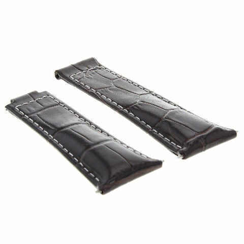 20MM LEATHER ALLIGATOR STRAP BAND CLASP FOR ROLEX DAYTONA 16520,116519 SHORT MEDIUM - Black