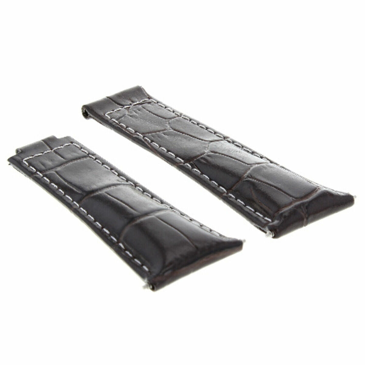 20MM LEATHER ALLIGATOR STRAP BAND CLASP FOR ROLEX DAYTONA 16520,116519 SHORT MEDIUM - Black