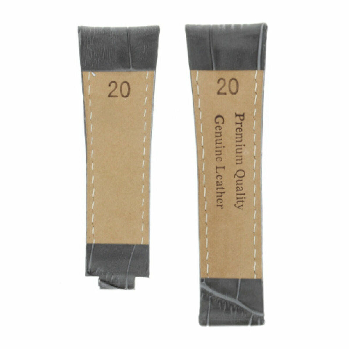 20MM LEATHER ALLIGATOR STRAP BAND CLASP FOR ROLEX DAYTONA 16520,116519 SHORT MEDIUM - Silver Brushed