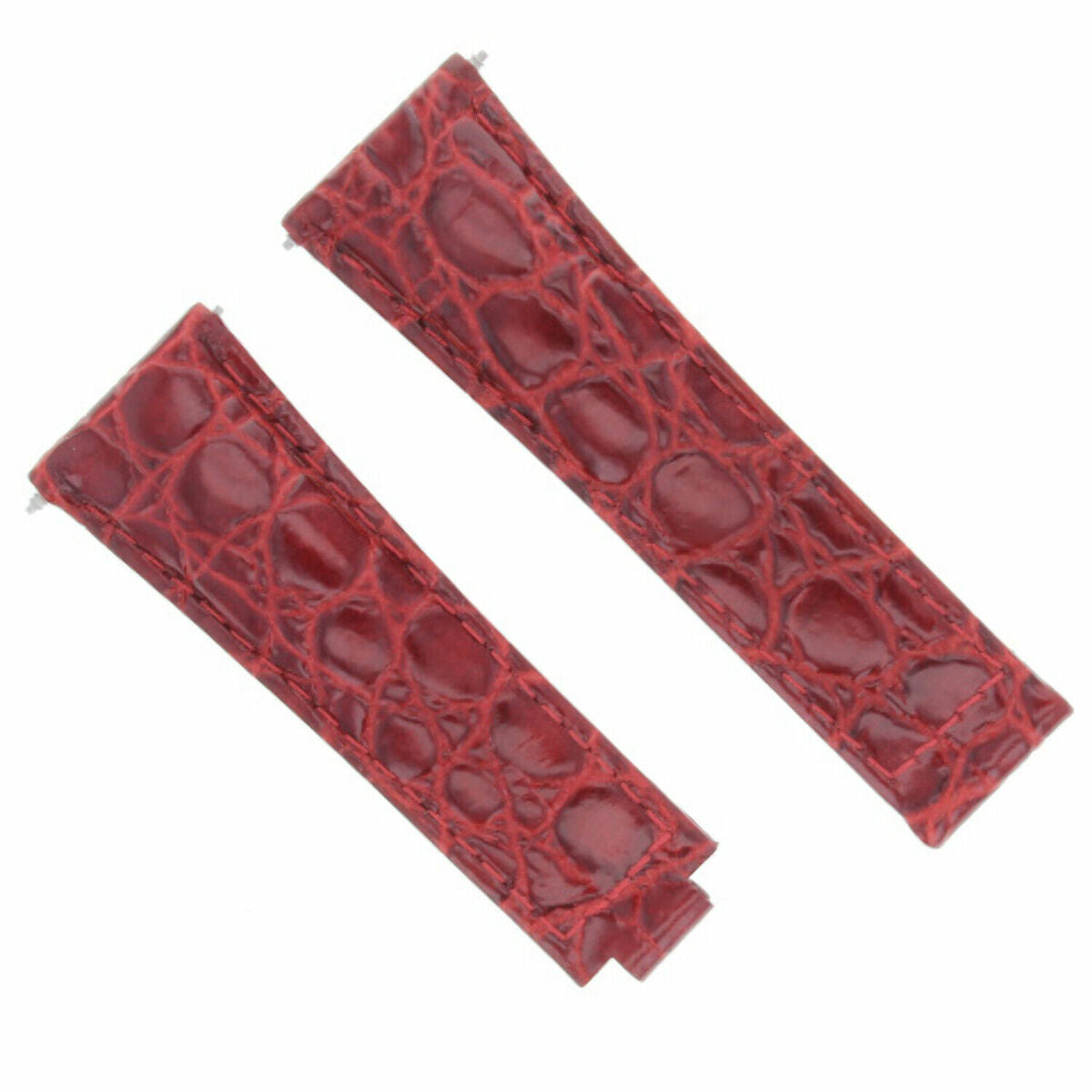 20MM LEATHER ALLIGATOR STRAP BAND CLASP FOR ROLEX DAYTONA 16520,116519 SHORT MEDIUM - Silver - Polished Center