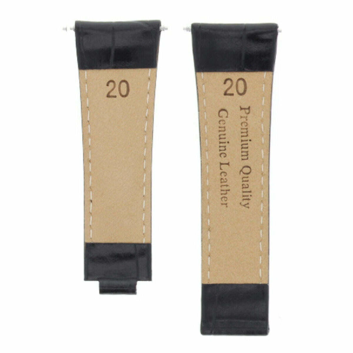 20MM LEATHER ALLIGATOR STRAP BAND CLASP FOR ROLEX DAYTONA 16520,116519 SHORT MEDIUM - Silver Brushed