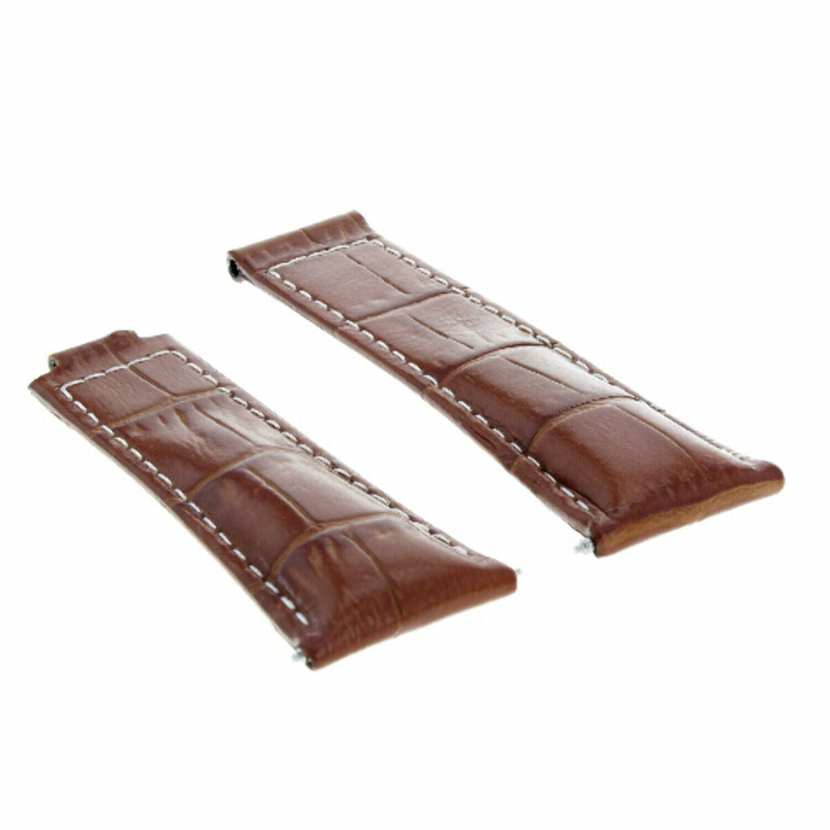 20MM LEATHER ALLIGATOR STRAP BAND CLASP FOR ROLEX DAYTONA 16520,116519 PRESIDENT, Light Brown with White Stitching (Regular), view 4