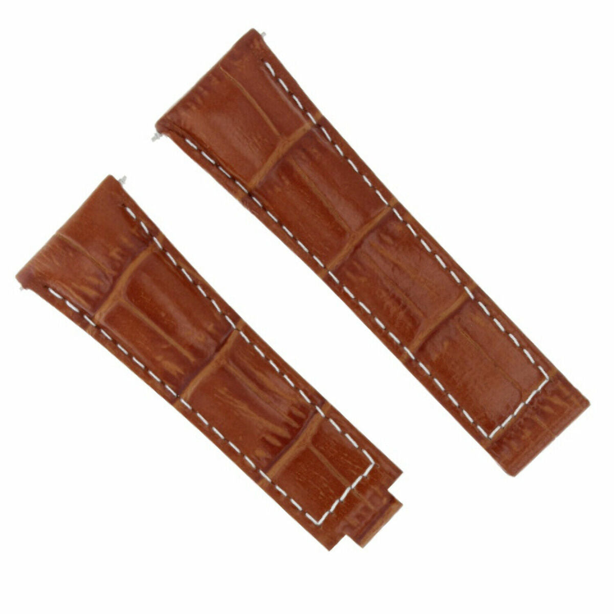 20MM LEATHER ALLIGATOR STRAP BAND CLASP FOR ROLEX DAYTONA 16520,116519 SHORT MEDIUM - Silver - Polished Center