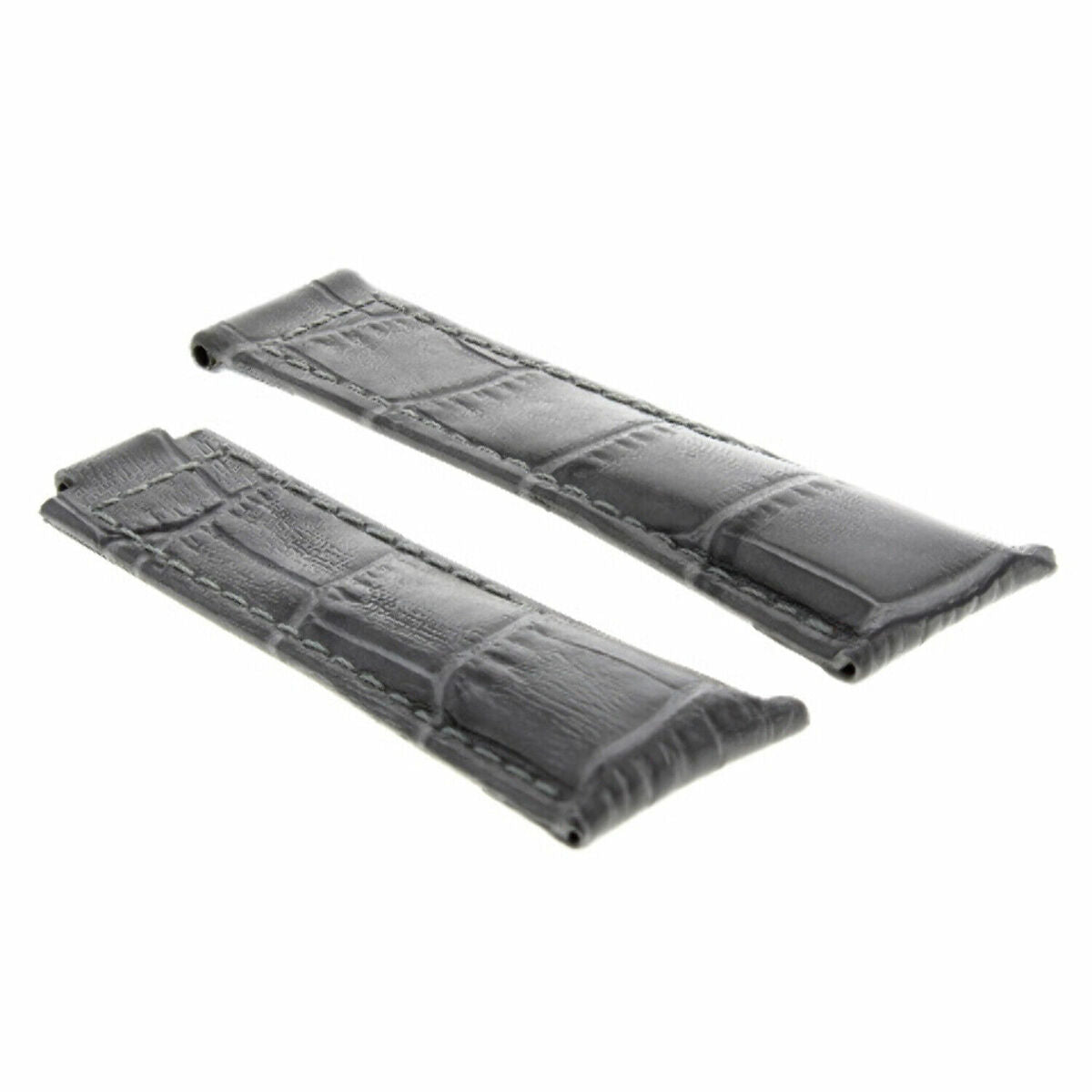 20MM LEATHER ALLIGATOR STRAP BAND CLASP FOR ROLEX DAYTONA 16520,116519 SHORT MEDIUM - Silver - Polished Center