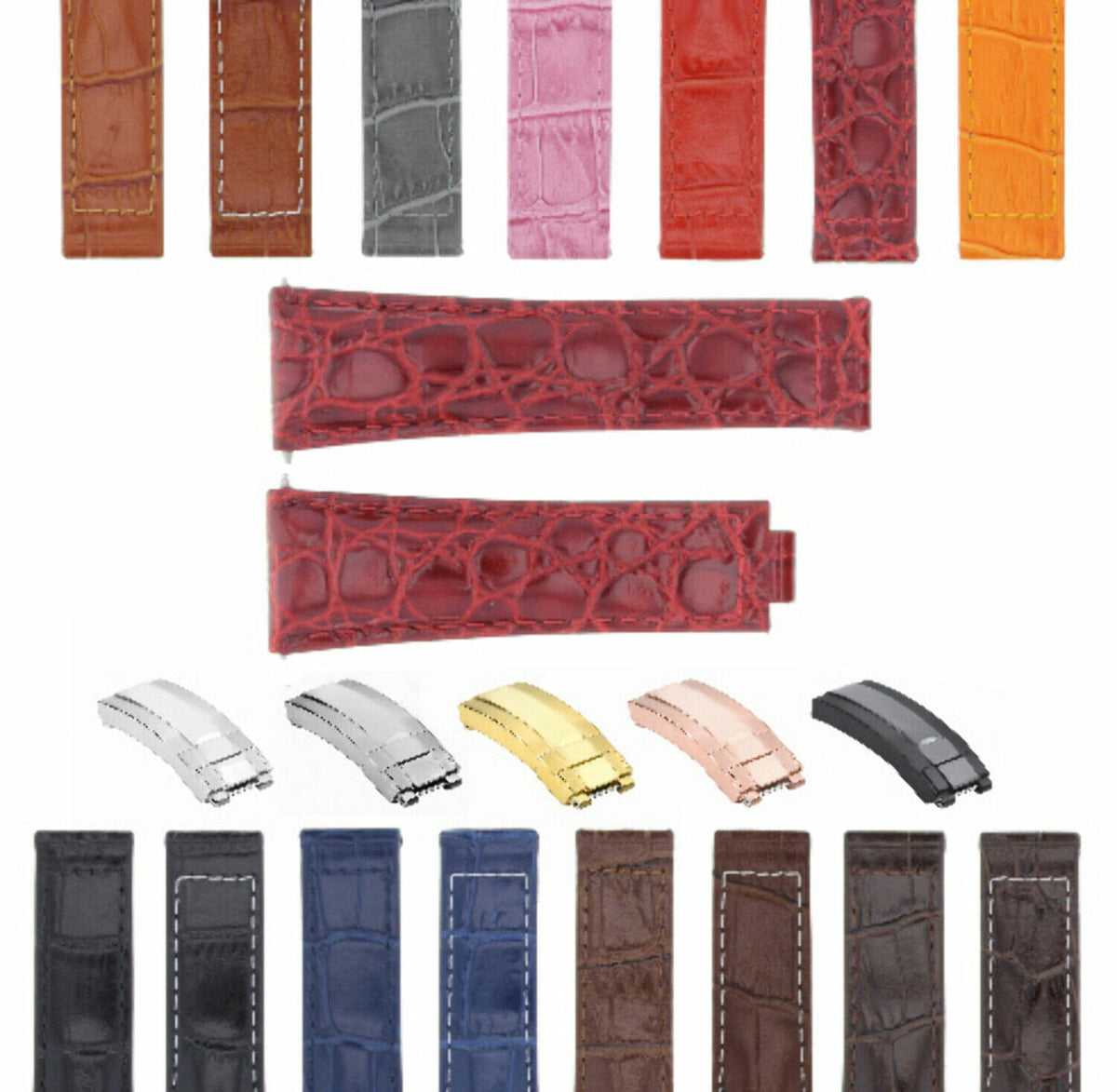 20MM LEATHER ALLIGATOR STRAP BAND CLASP FOR ROLEX DAYTONA 16520,116519 PRESIDENT, Burgundy (Regular)