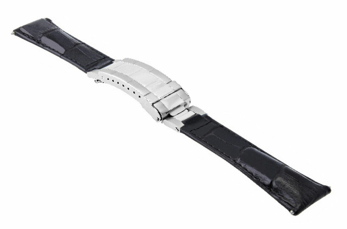 20MM LEATHER WATCH BAND STRAP FOR ROLEX DATEJUST SUBMARINER GMT EXPLORER, Black (Regular), view 4