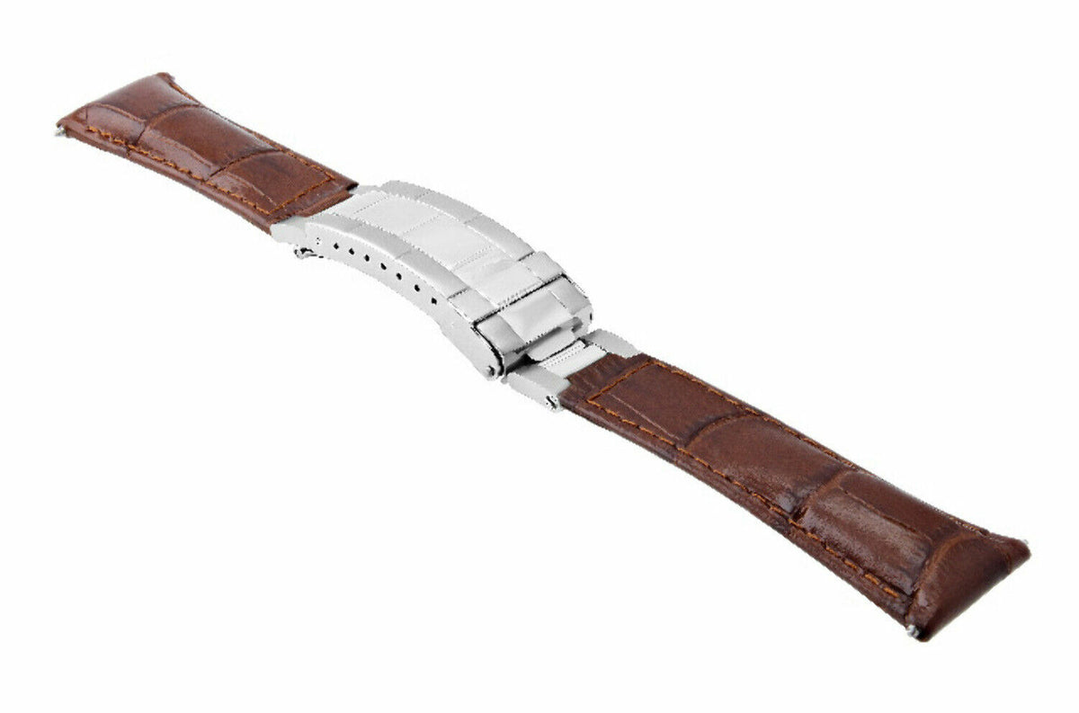 20MM LEATHER WATCH BAND STRAP FOR ROLEX DATEJUST SUBMARINER GMT EXPLORER, Light Brown (Regular), view 3