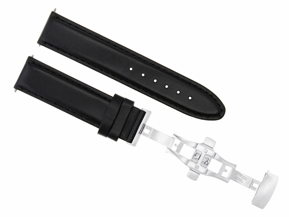 19MM & 20MM SMOOTH LEATHER WATCH BAND STRAP FOR ROLEX DATE OR DATEJUST WATCH, Black, view 3