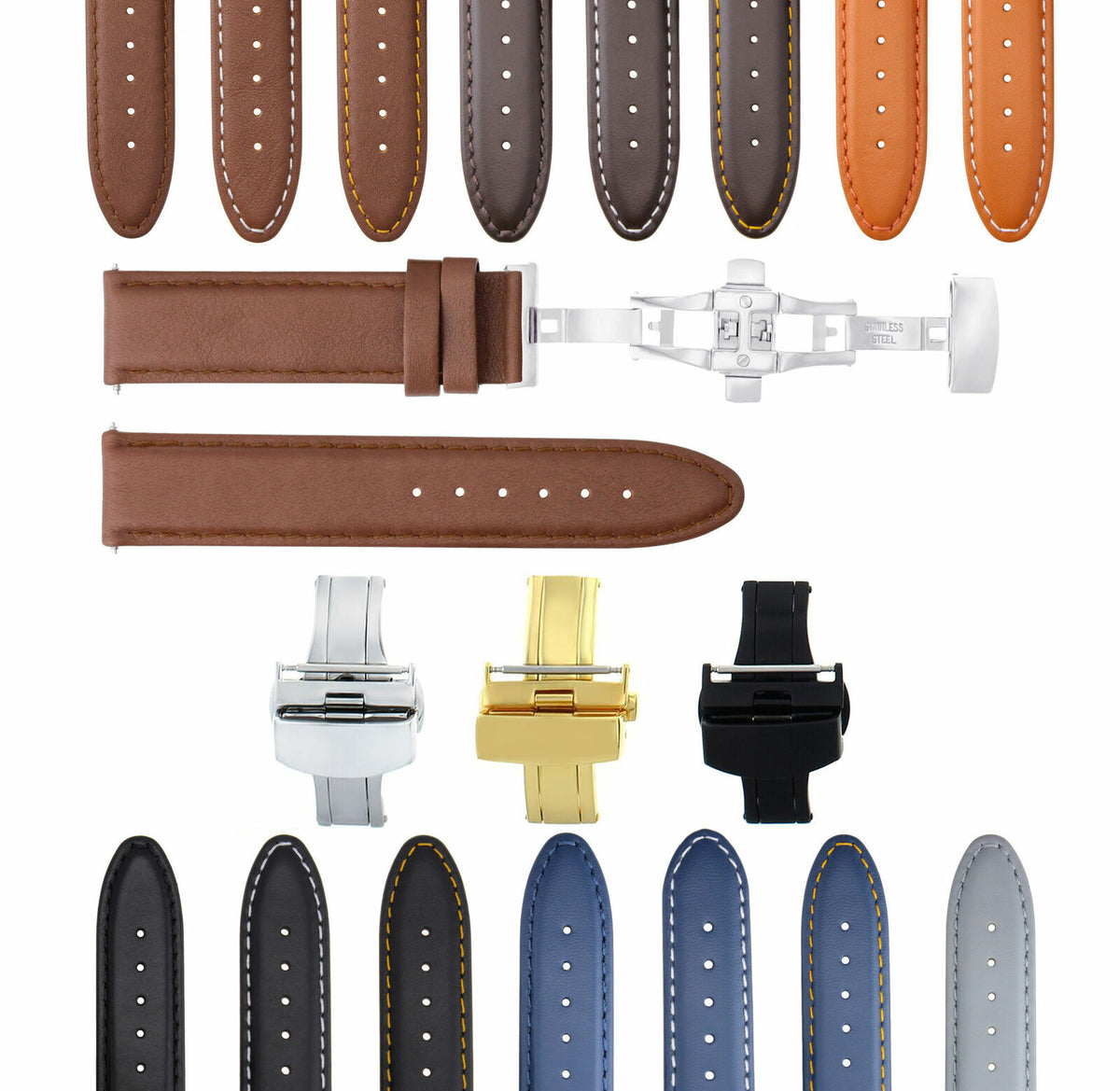 19MM & 20MM SMOOTH LEATHER WATCH BAND STRAP FOR ROLEX DATE OR DATEJUST WATCH