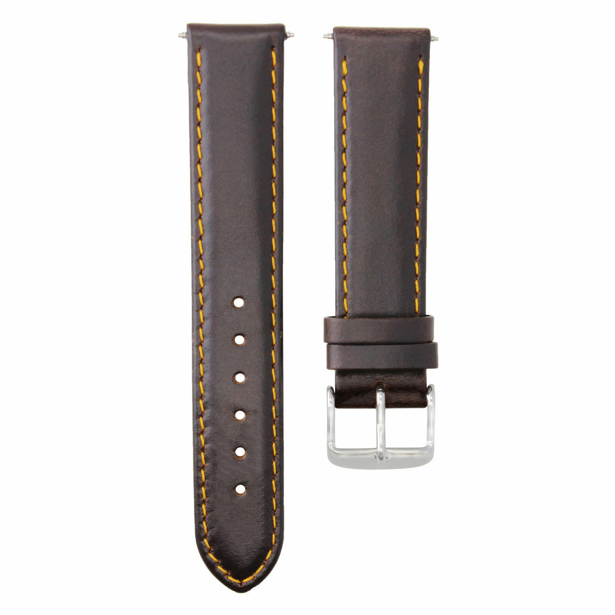 18MM 19MM 20MM 22MM 24MM 26MM GENUINE LEATHER WATCH BAND STRAP SMOOTH FOR SEIKO, Dark Brown Orange Stitching, view 2