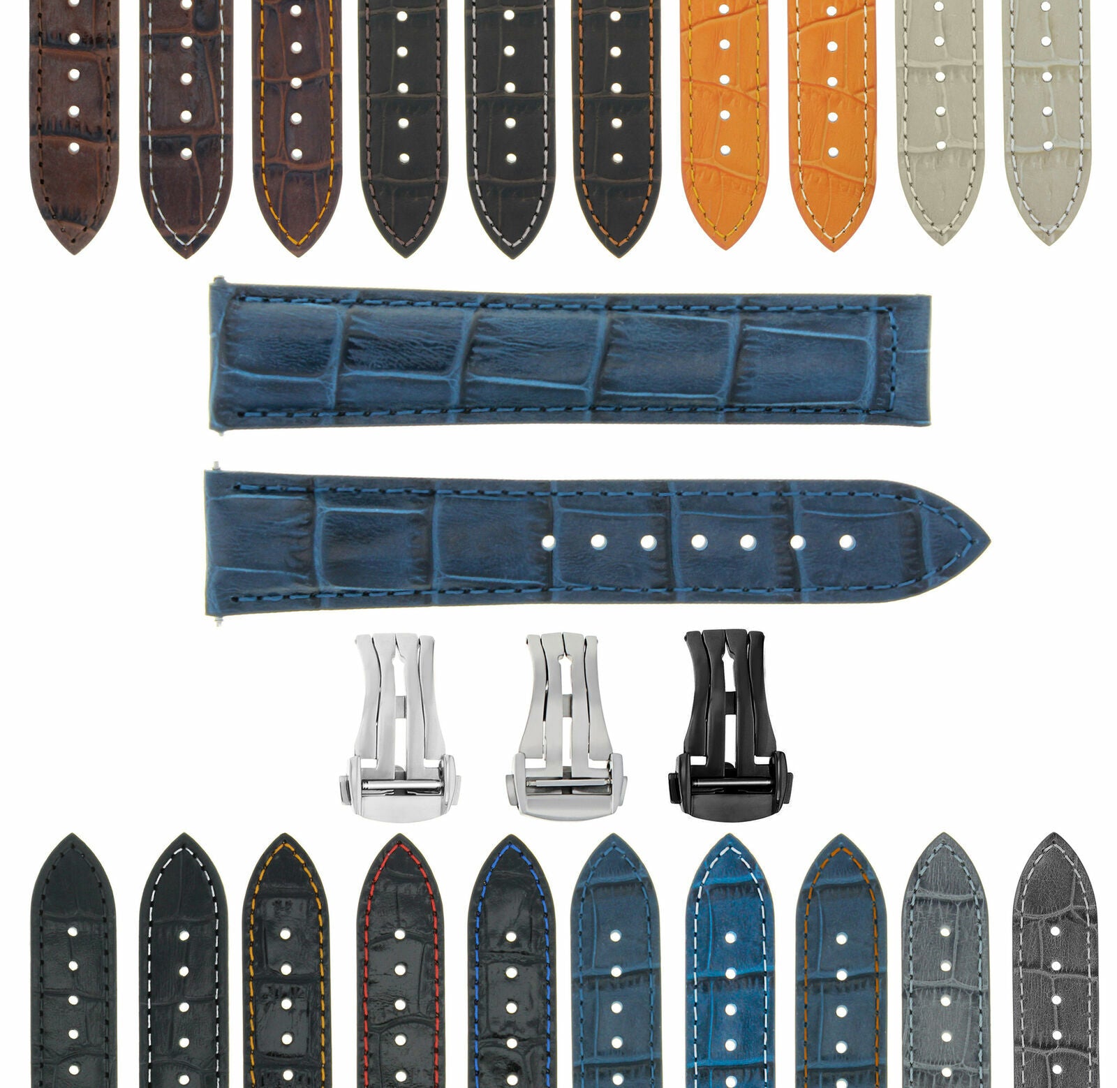 18-19-20-22-24MM LEATHER WATCH BAND STRAP FOR OMEGA SEAMASTER PLANET SPEEDMASTER