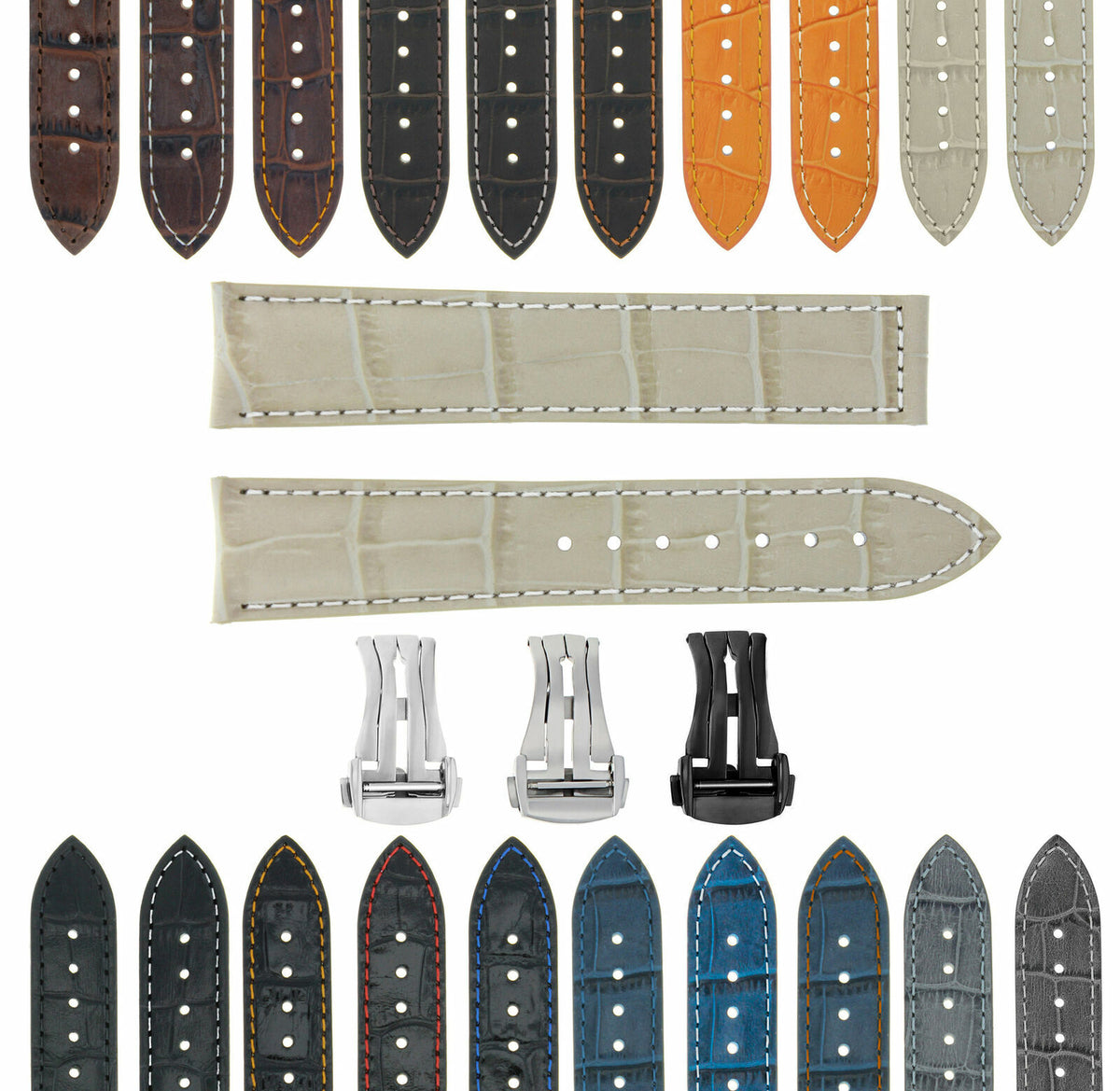 17-18-19-20-21-22-23-24MM GENUINE LEATHER WATCH BAND STRAP FOR TISSOT WATCH - Dark Brown with White Stitching, Beige with White Stitching