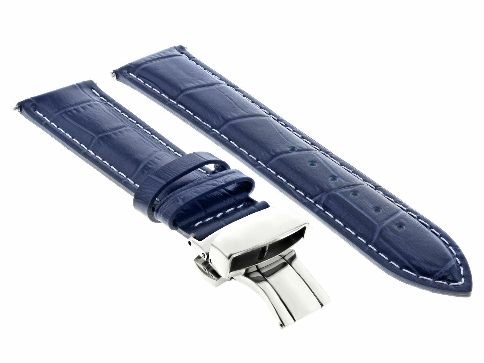 LEATHER WATCH BAND STRAP FOR LONGINES DEPLOYMENT CLASP - 24 MM