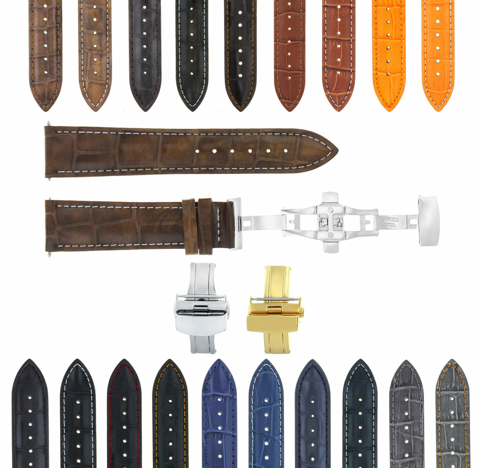 17-18-19-20-21-22-23-24MM LEATHER WATCH BAND STRAP FOR TISSOT DEPLOYMENT CLASP