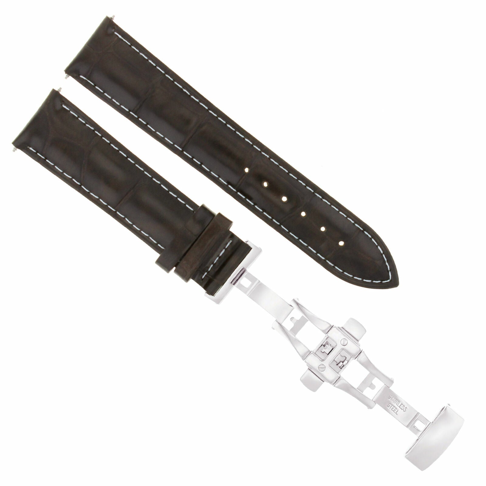 LEATHER WATCH BAND STRAP FOR TUDOR DEPLOYMENT CLASP - 24 MM