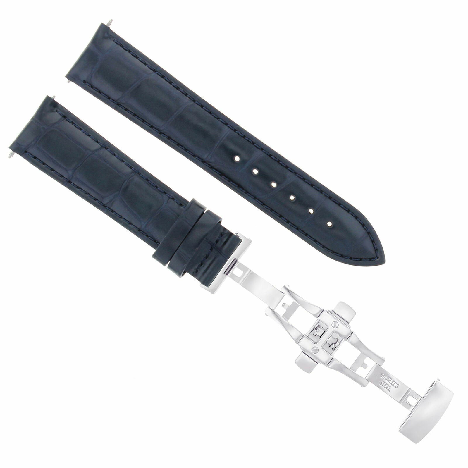 LEATHER WATCH BAND STRAP FOR TUDOR DEPLOYMENT CLASP - 24 MM