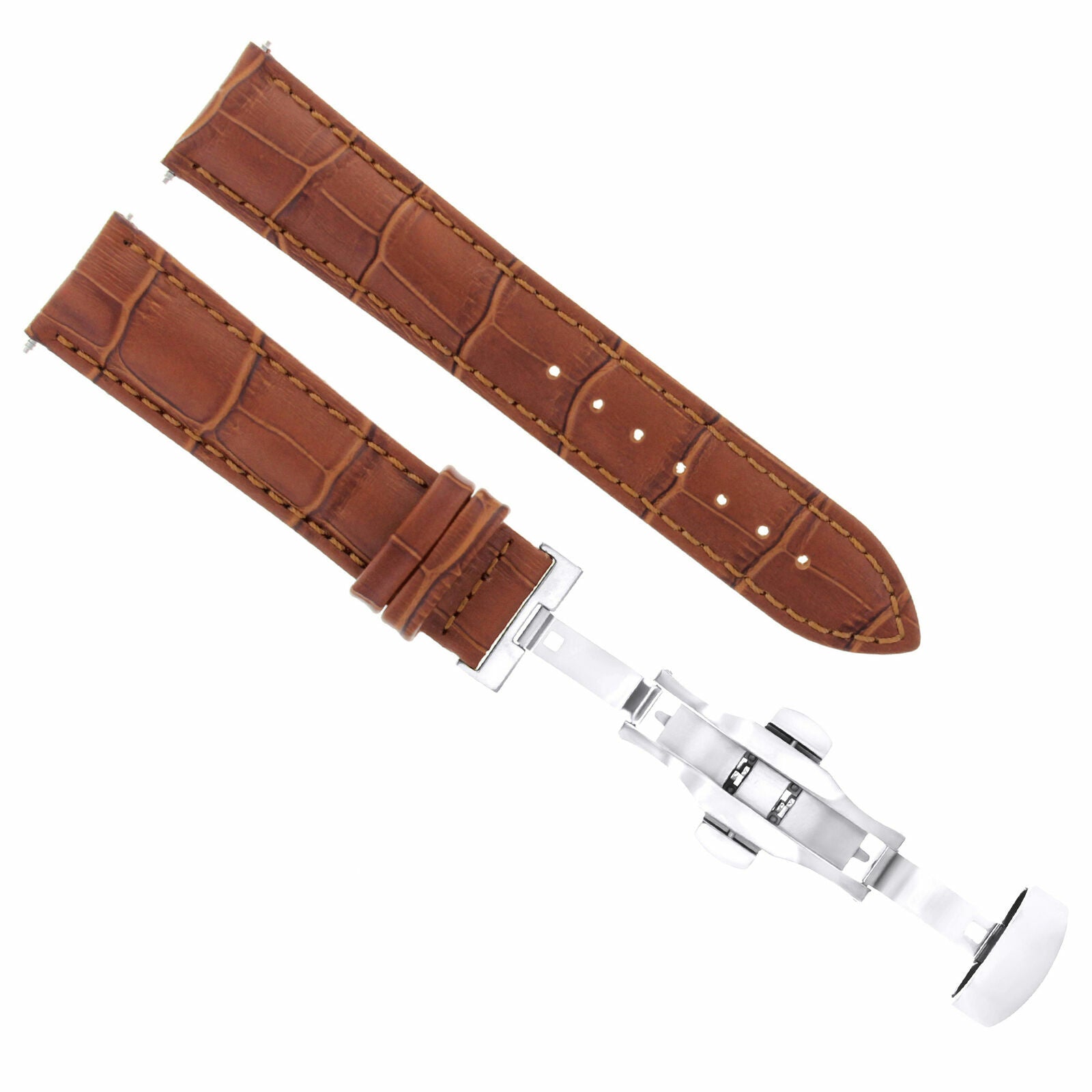 LEATHER WATCH BAND STRAP FOR TUDOR DEPLOYMENT CLASP - 24 MM
