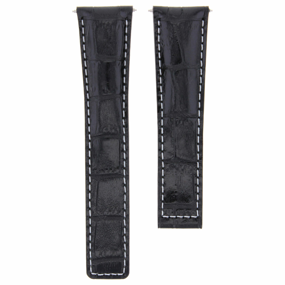 19-20-21-22MM LEATHER WATCH BAND STRAP FOR TAG HEUER CARRERA DEPLOYMENT CLASP, Black with White Stitching, view 2