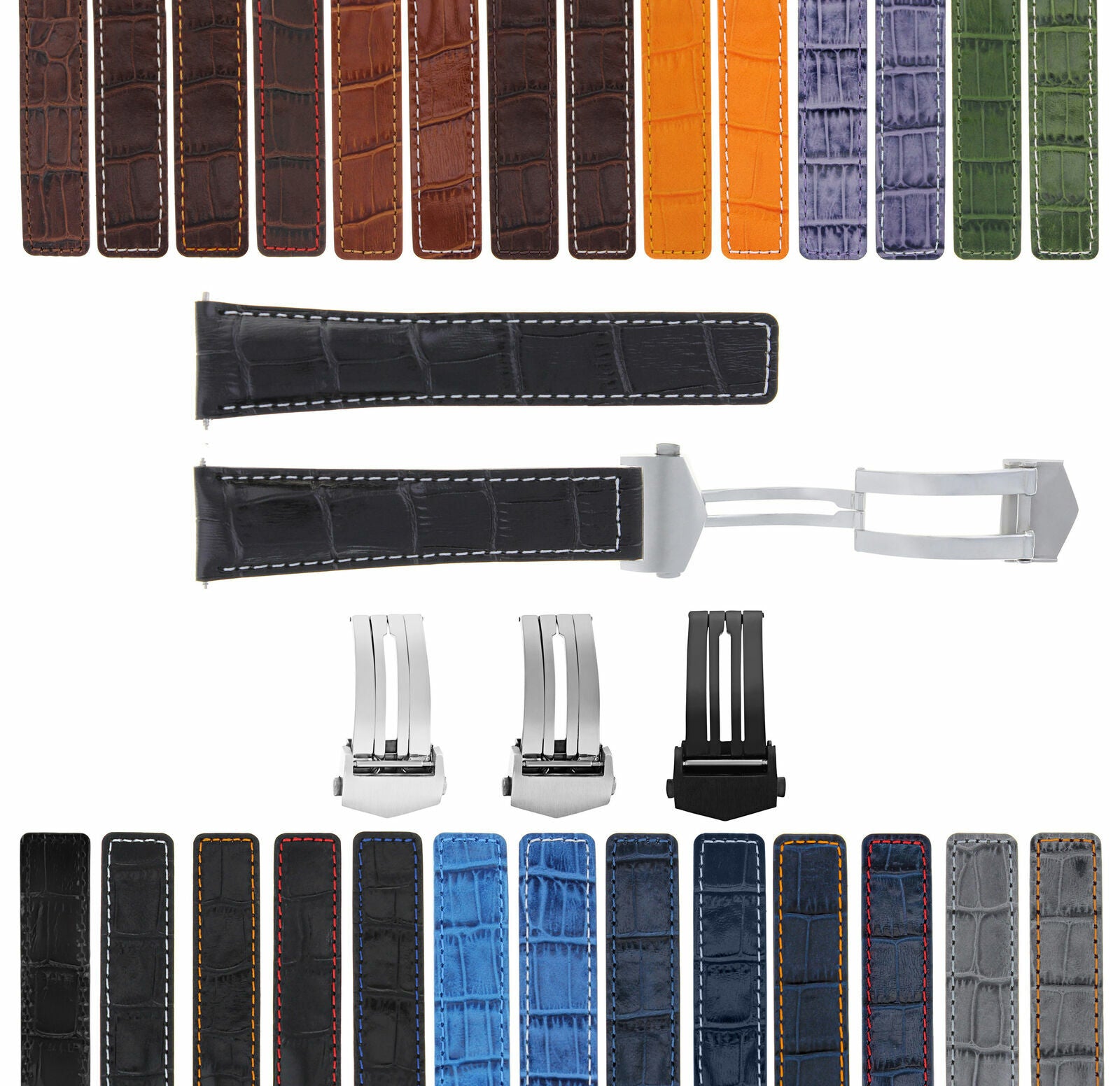 19-20-21-22MM LEATHER WATCH BAND STRAP FOR TAG HEUER CARRERA DEPLOYMENT CLASP