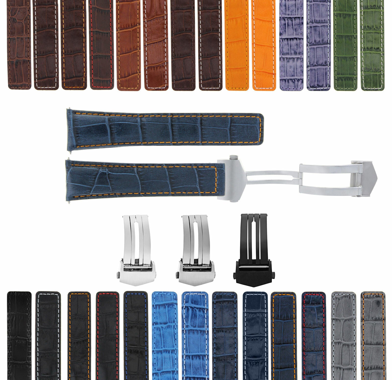 LEATHER WATCH BAND STRAP FOR ORIS ARTIX SPORT CHRONO CLASP - 20MM