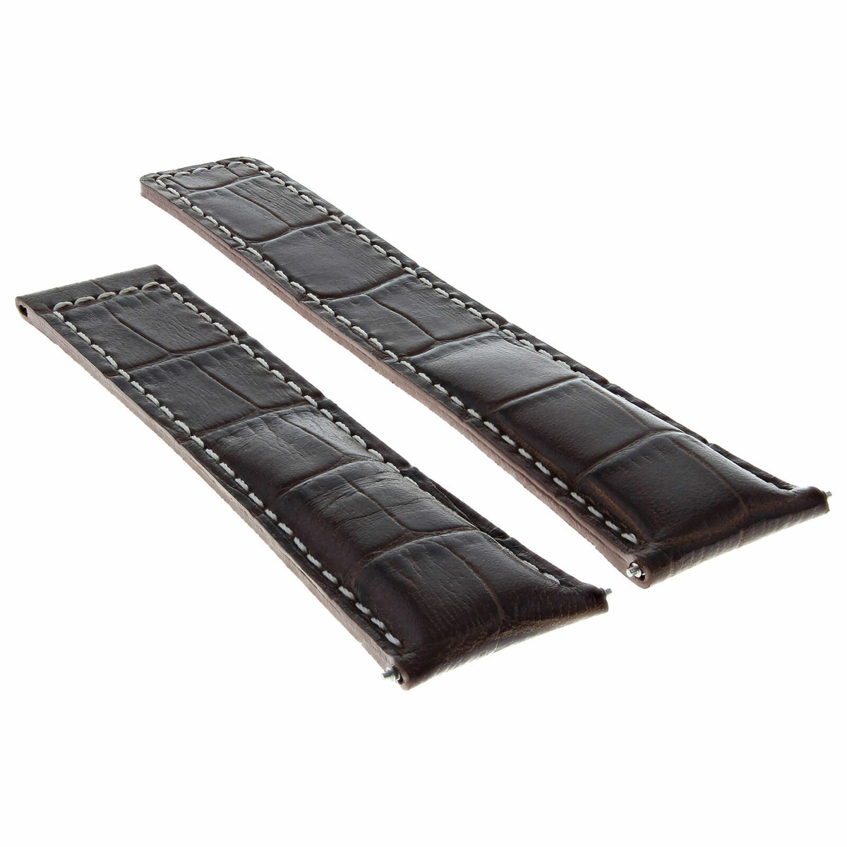 19-20-21-22MM LEATHER WATCH BAND STRAP FOR TAG HEUER CARRERA DEPLOYMENT CLASP, Dark Brown White Stitching, view 3