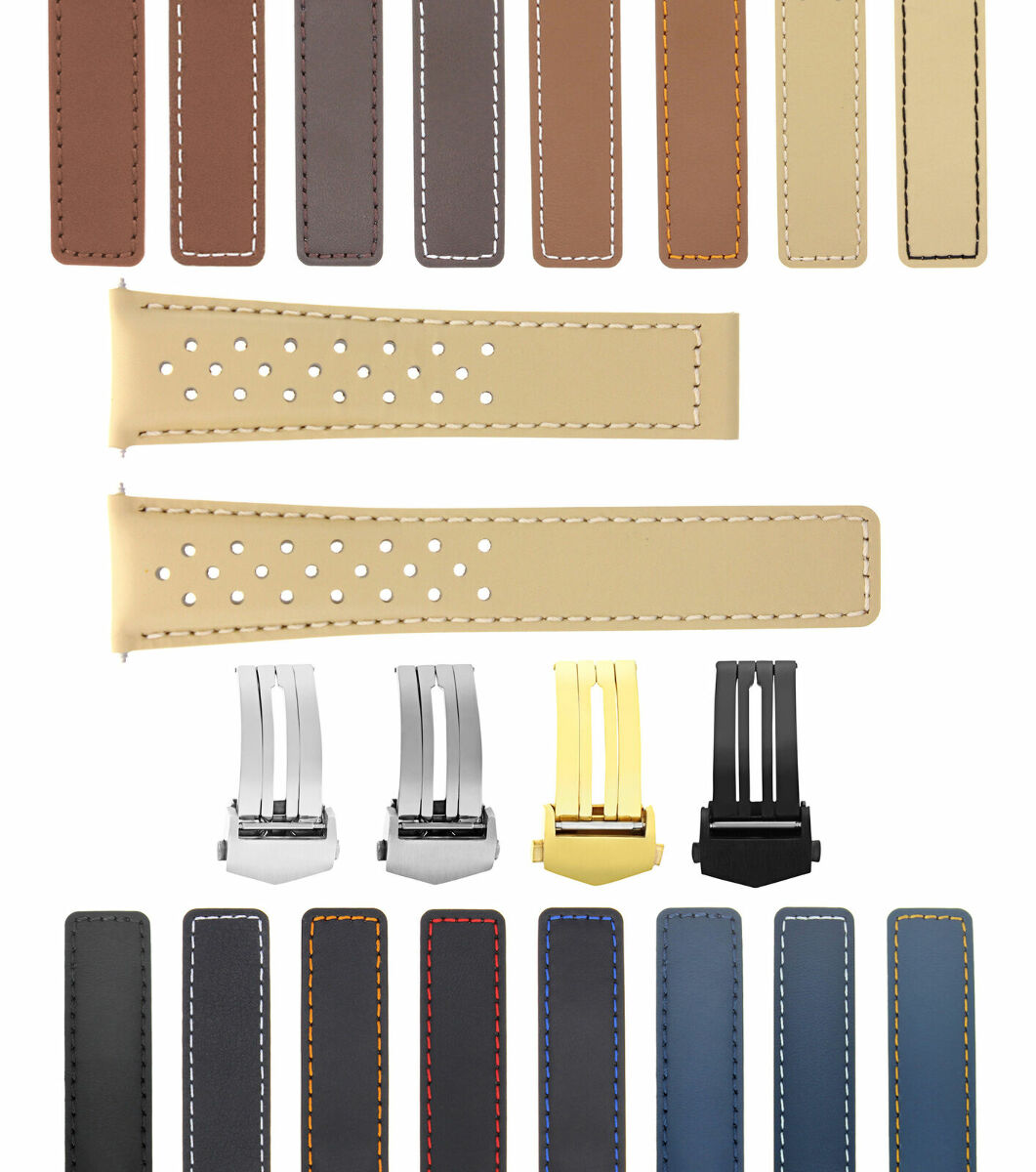 LEATHER WATCH BAND STRAP FOR ORIS ARTIX SPORT PERFORATED + D/CLASP - 20MM