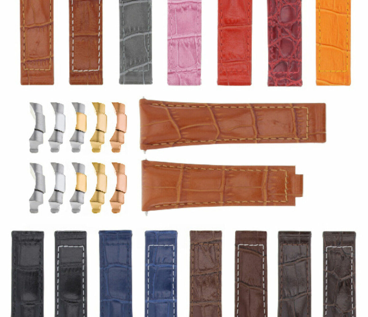 20MM ALLIGATOR LEATHER STRAP BAND FITS FOR ROLEX SUBMARINER, GMT, DATEJUST WATCH