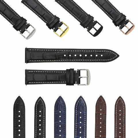 LEATHER WATCH BAND STRAP-QUICK RELEASE FOR SEIKO 5 KINETIC - 19MM