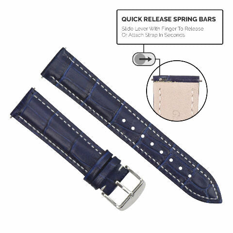 LEATHER WATCH BAND STRAP-QUICK RELEASE FOR SEIKO 5 KINETIC - 19MM