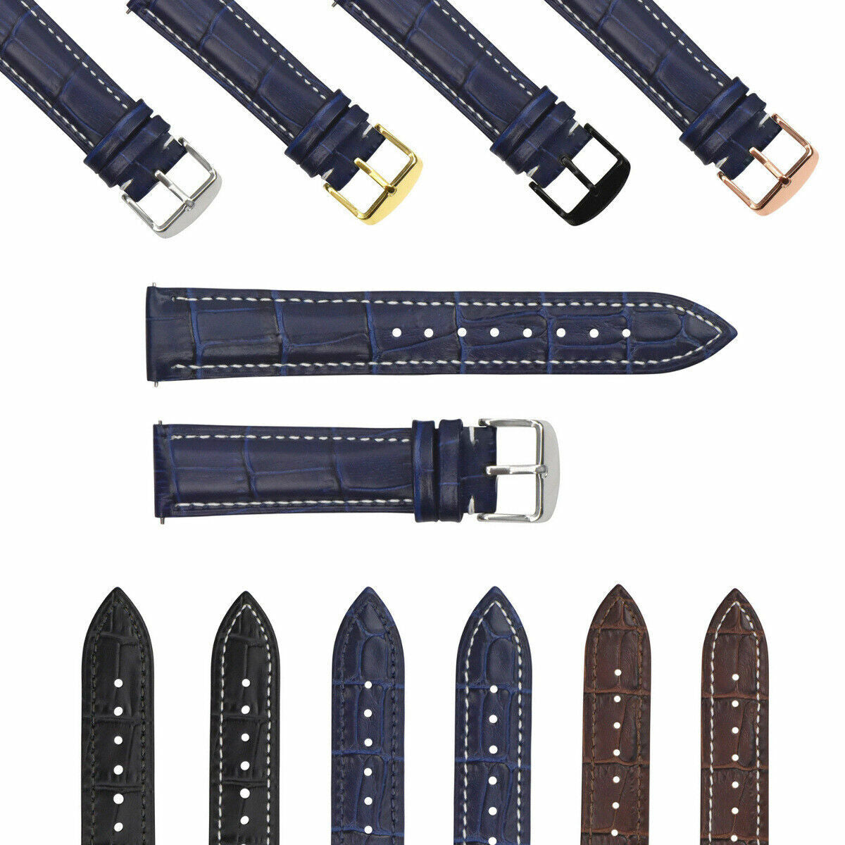 LEATHER WATCH BAND STRAP-QUICK RELEASE FOR SEIKO 5 KINETIC - 24MM