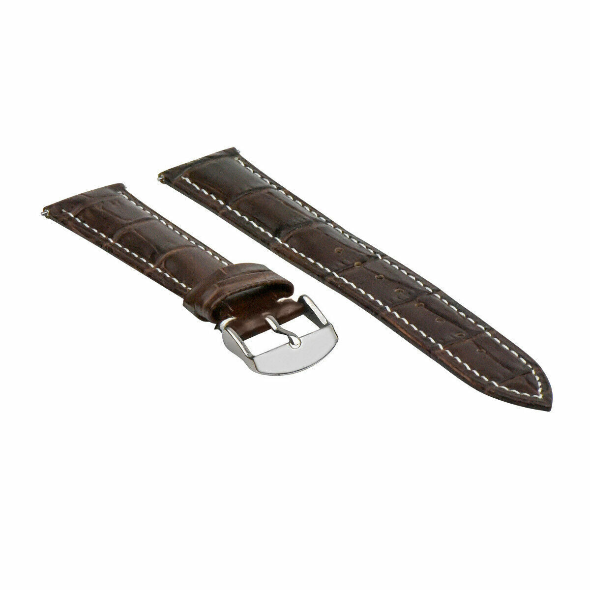 16-18-19-20-22-24MM LEATHER WATCH BAND STRAP-QUICK RELEASE FOR CITIZEN ECO DRIVE, Brown with White Stitching, view 4