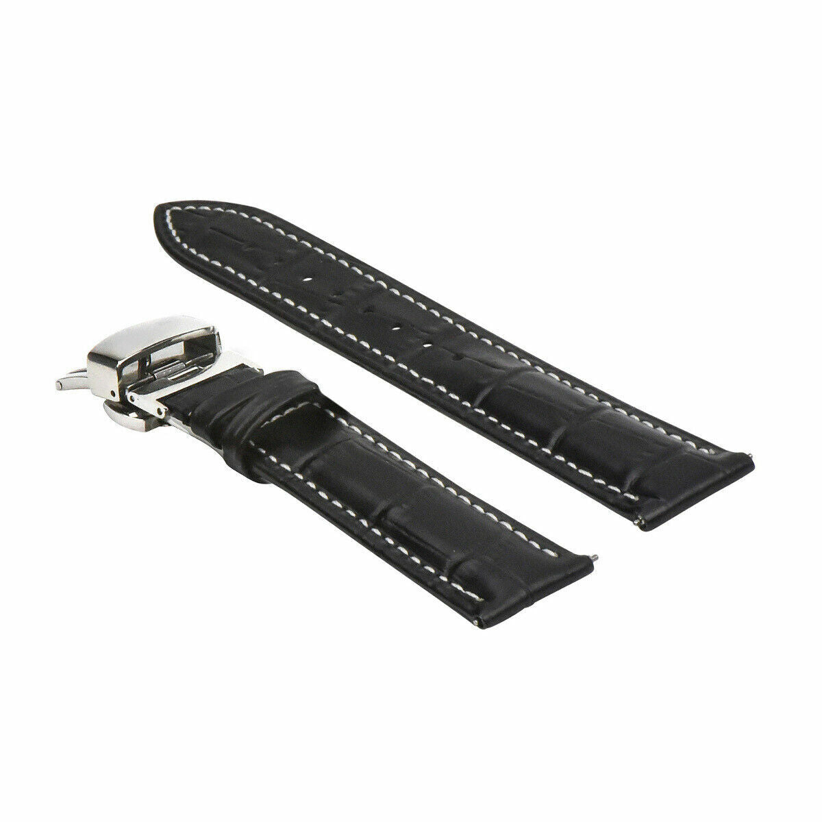16-24MM LEATHER WATCH BAND STRAP-QUICK RELEASE FOR TISSOT PRC 100 200 1853 WATCH, Black with White Stitching, view 3