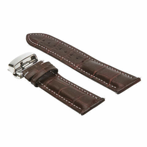 16-18-19-20-22-24MM LEATHER WATCH BAND STRAP UNIVERSAL DEPLOYMENT CLASP STEEL
