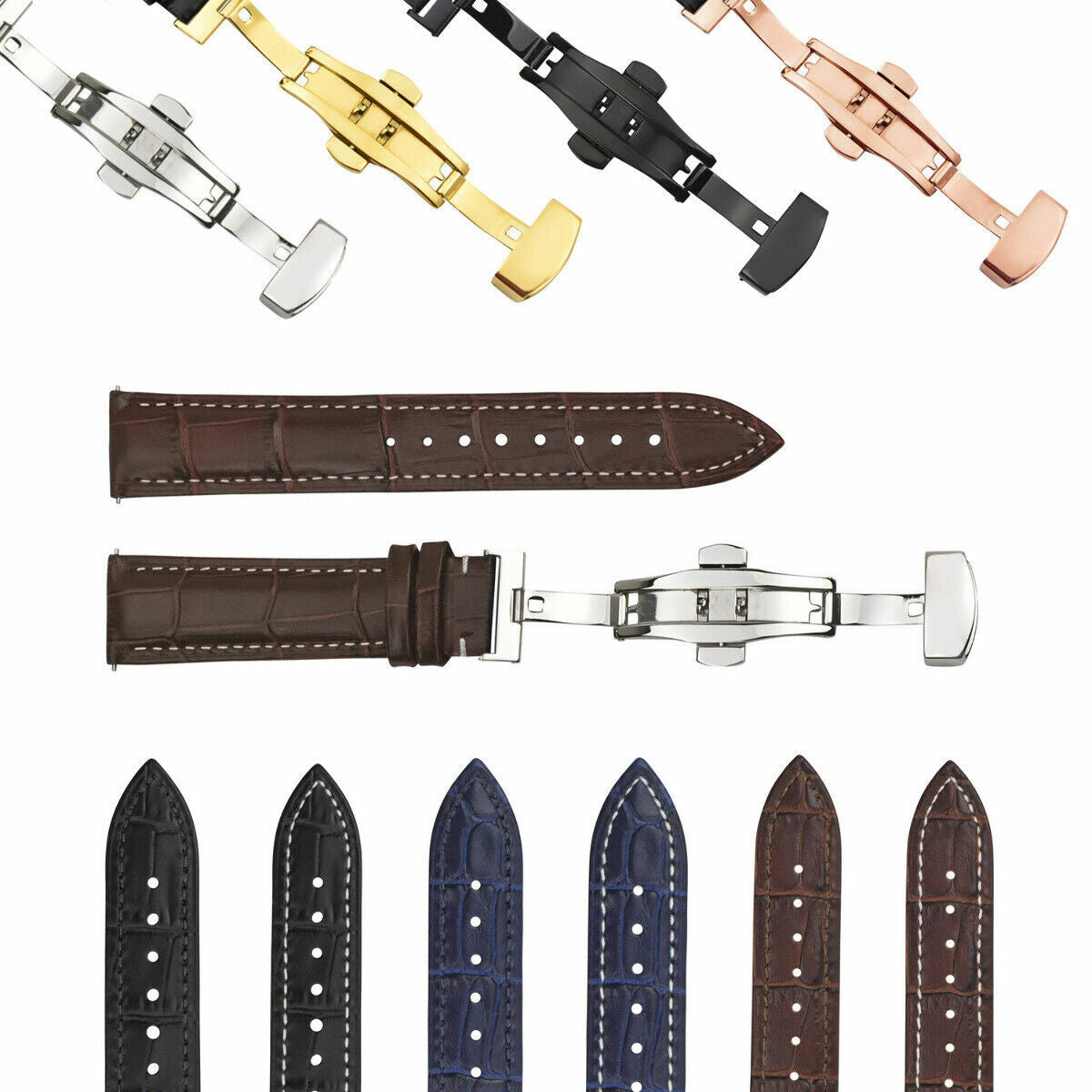 16-24MM LEATHER WATCH BAND STRAP-QUICK RELEASE FOR TISSOT PRC 100 200 1853 WATCH, Brown with White Stitching