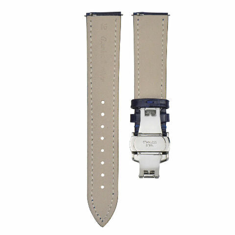 16-18-19-20-22-24MM LEATHER WATCH BAND STRAP UNIVERSAL DEPLOYMENT CLASP STEEL