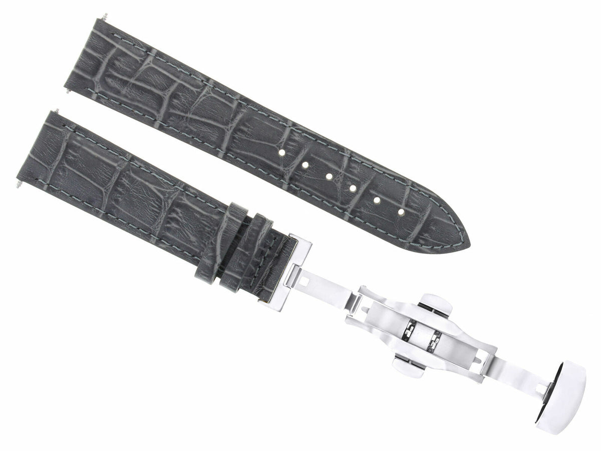 17MM-24MM GENUINE REPLACEMENT LEATHER WATCH BAND STRAP WITH CLASP FOR SEIKO, Grey, view 3
