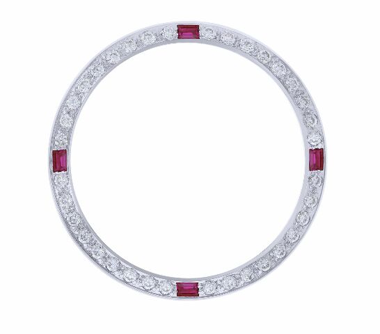 CREATED DIAMOND + RUBY BEZEL FOR 36MM ROLEX PRESIDENT DAY DATE 1803 18239 WHITE